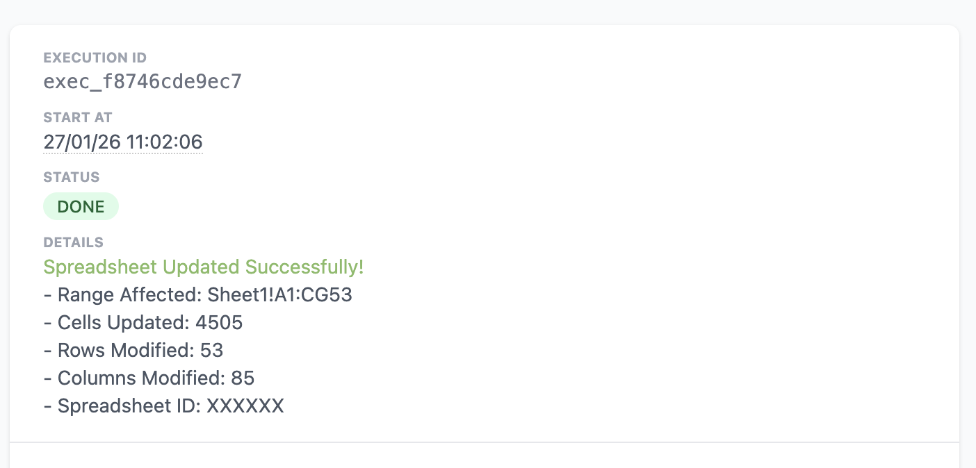 log hyperlink to spreadsheet