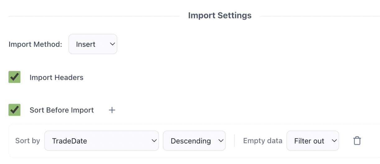 Import settings