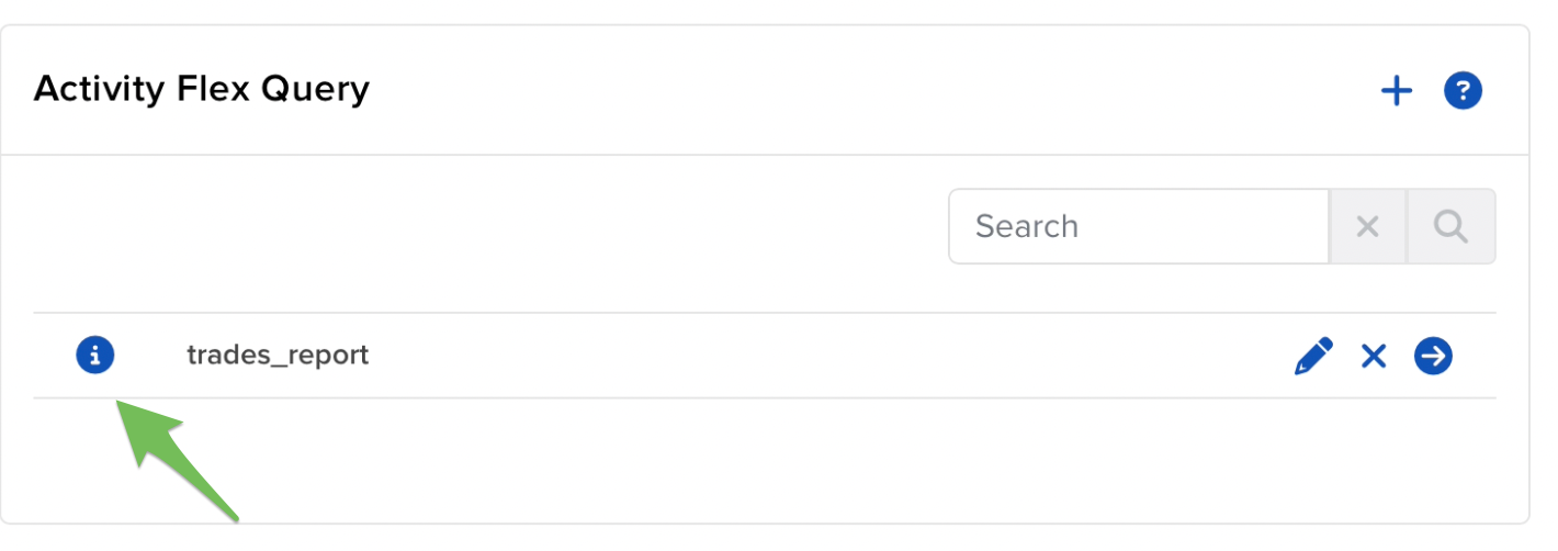 Clicking the small information i icon located to the left of the saved query name.