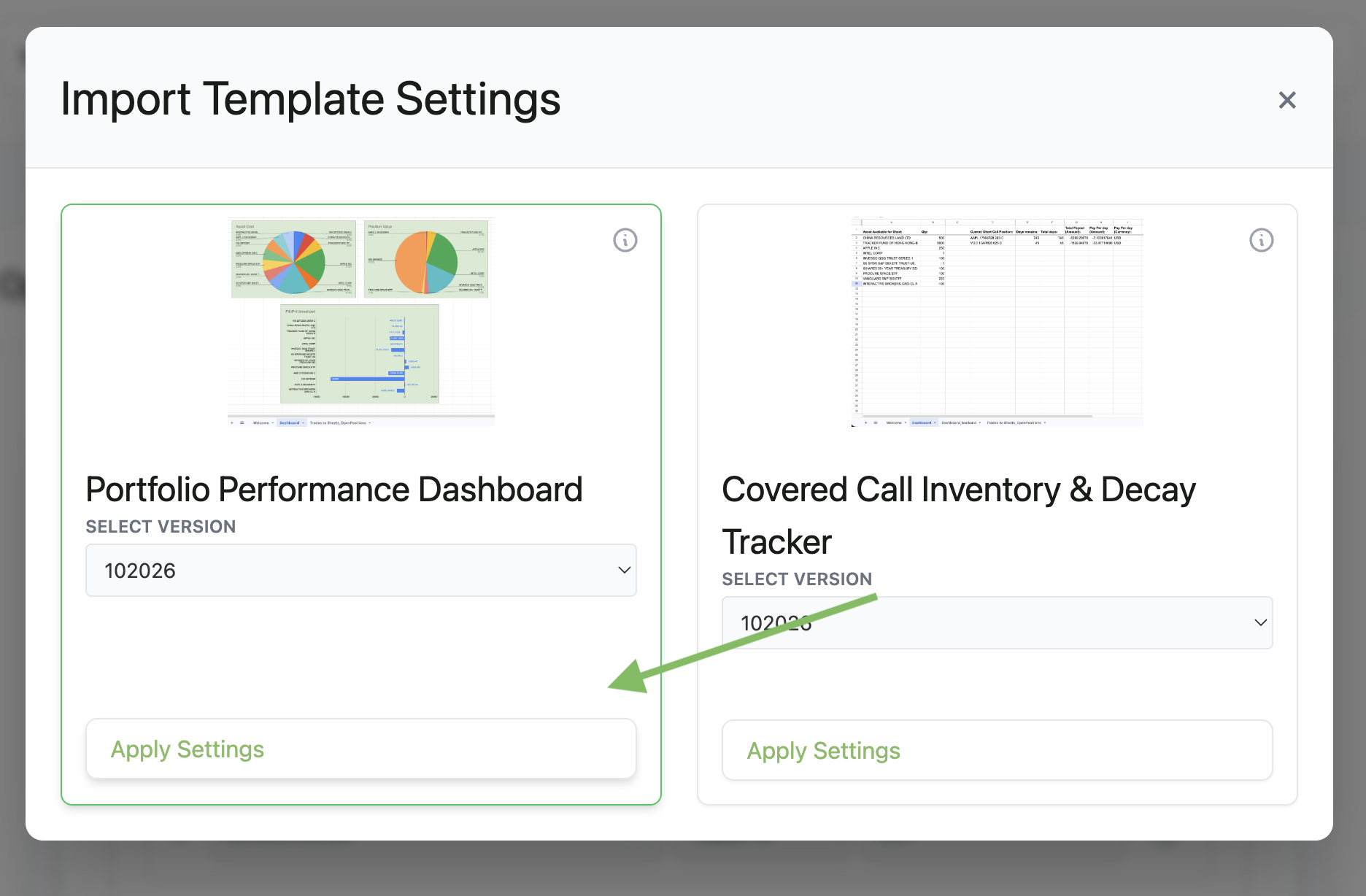 Matched template gallery